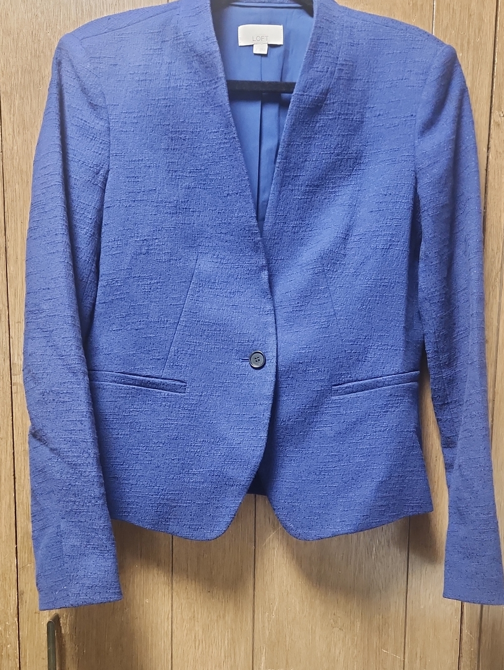 LOFT Women's Textured Cobalt Blue Single-Button Blazer